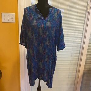 Chic Blue Patterned Women's Tunic